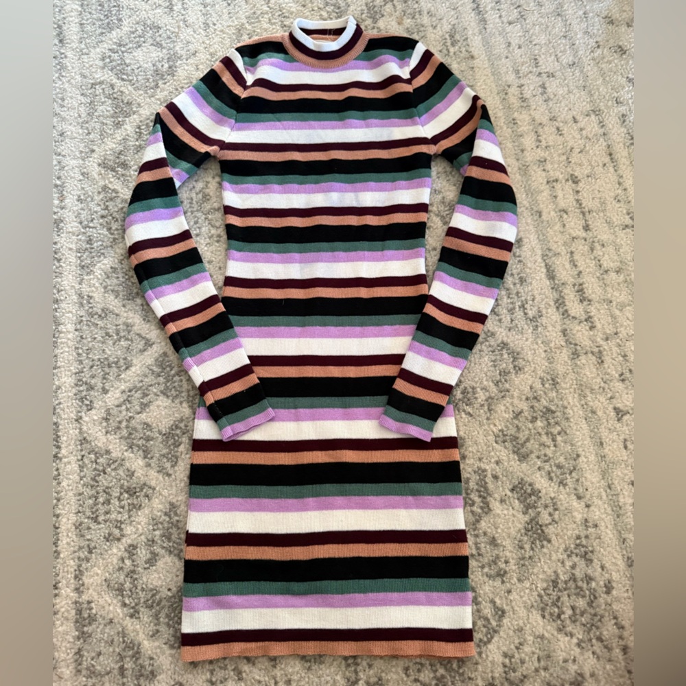 Striped Long Sleeve Dress - Multicolor